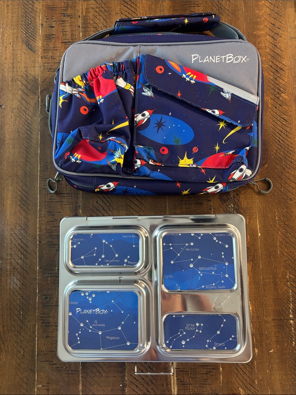 Planet Box Space Themed Carrying Bag + Stainless Steel Lunch Box Large Capacity